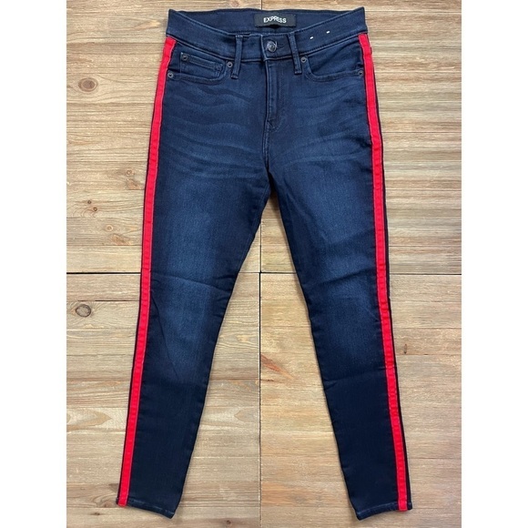 Express Mid Rise Side Stripe Jean Leggings - Picture 5 of 10